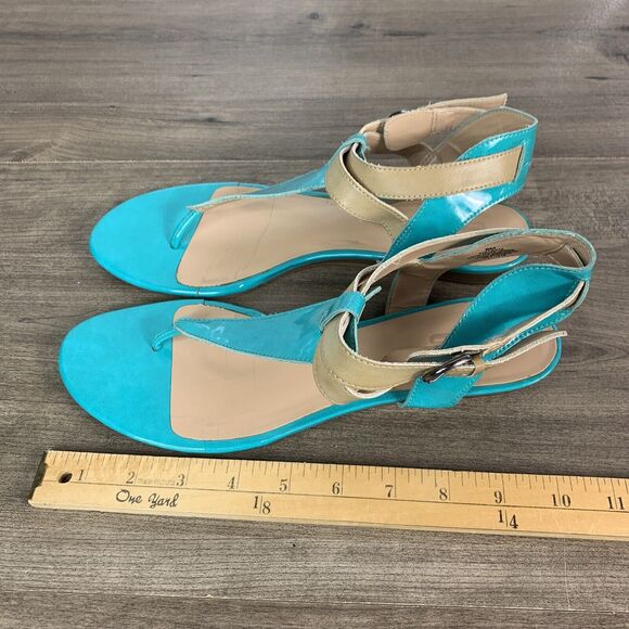9 & Co. Womens Sandals Size 9 M Blue Green Strappy Thong Open Toes - Picture 5 of 10